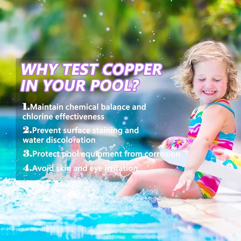 SaySummer Copper Test Strips for Pool Water: 25 Counts Pool Copper Test Kit for Testing Range 0-2 ppm Copper in Swimming Pool Hot-Tub Spa - Pool Metal Test Kit for Above-Ground and Inground Pool Testing Copper - Image 2